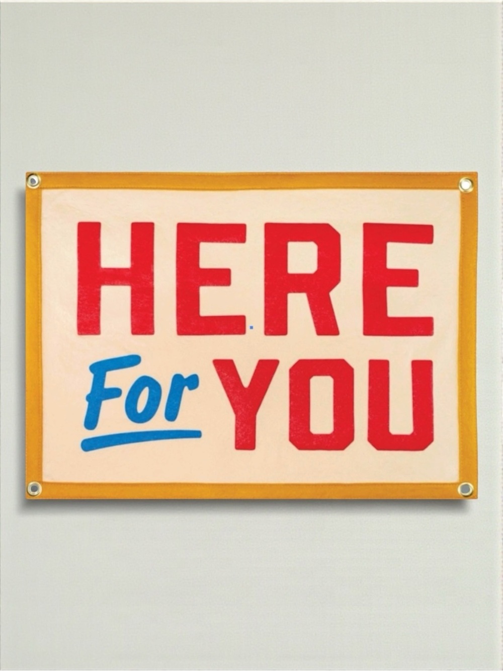 Here For You Graphic Wall Sign in Red, Blue & Mustard